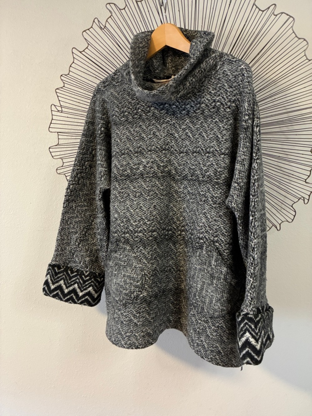 Soft Surroundings Cowl Neck Alma Sweater Black White Size XL